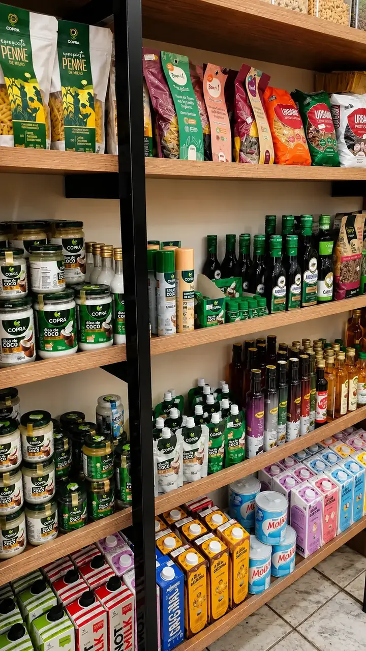 Prateleira de produtos naturais da Vida Leve